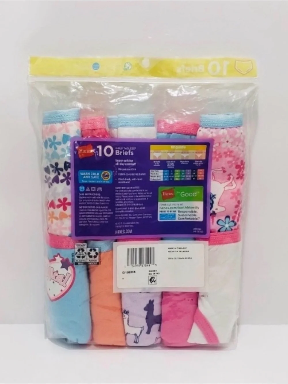 🆕 Hanes Girls Tagless Super Soft Cotton Breathable Briefs Underwear 10 pack